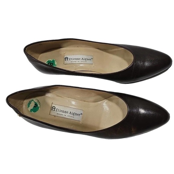 Etienne Aigner ~Woman Size 8~Brown Heels Shoes All Leather Upper "Priscila" - Picture 9 of 12